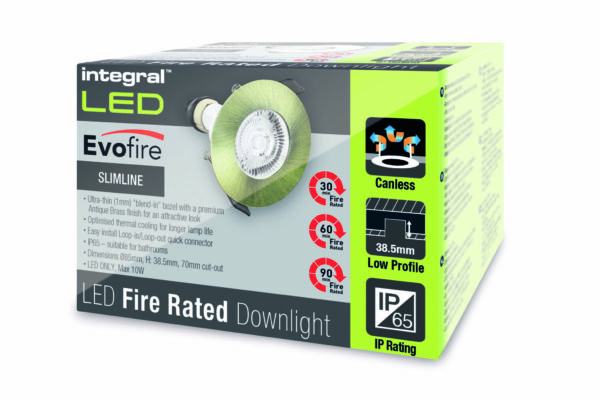 Integral ILDLFR70D045 Integral LED Evofire Fire Rated Downlight Round + GU10 Holder - MR16/GU10 - Antique Brass 3