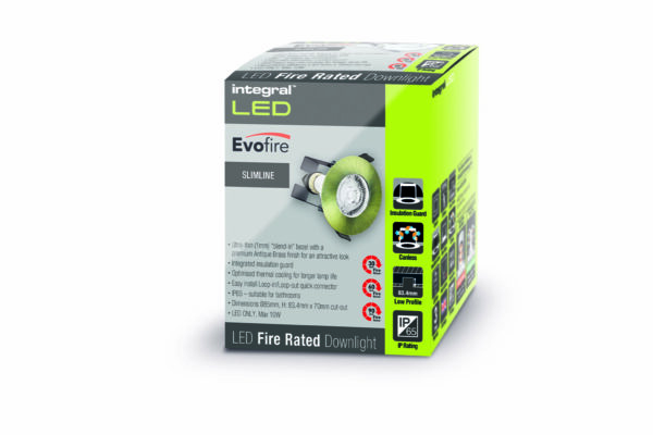 Integral ILDLFR70D046 Integral LED Evofire Fire Rated Downlight Round + GU10 Holder & Insulation Guard - MR16/GU10 - Antique Brass 3