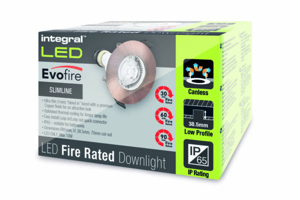 Integral ILDLFR70D047 Integral LED Evofire Fire Rated Downlight Round + GU10 Holder - MR16/GU10 - Copper 3