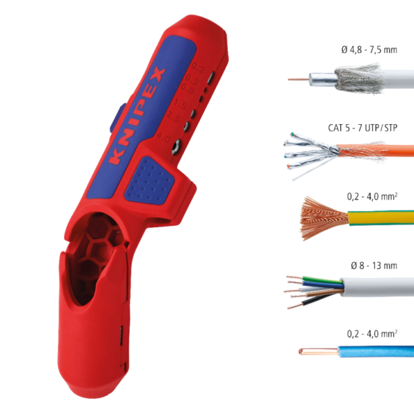 KNIPEX 16 95 02 SB KNIPEX ErgoStrip Universal Stripping Tool for Left-Handers 4