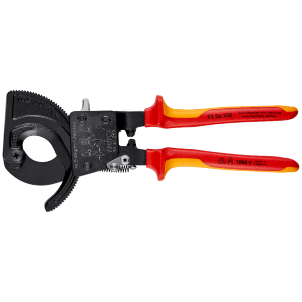 KNIPEX 95 36 250 KNIPEX 95 36 250 Ratchet Action VDE Heavy Duty Cable Cutters - 250mm 3