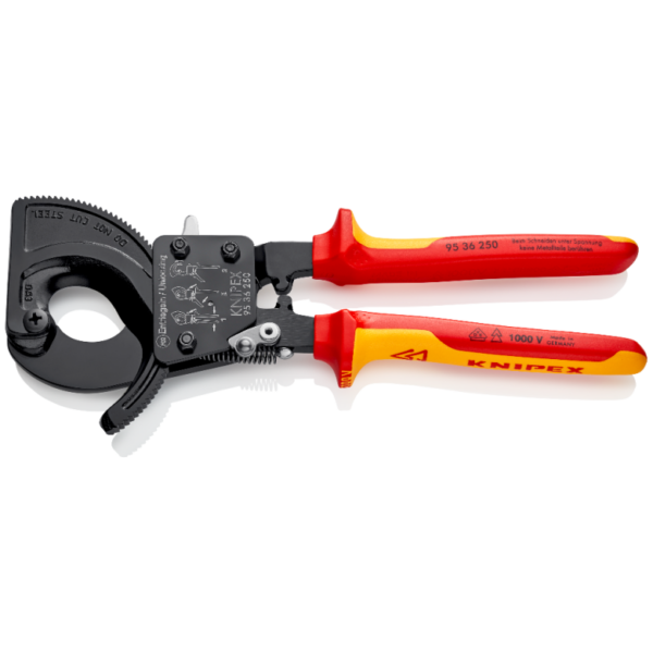 KNIPEX 95 36 250 KNIPEX 95 36 250 Ratchet Action VDE Heavy Duty Cable Cutters - 250mm 1
