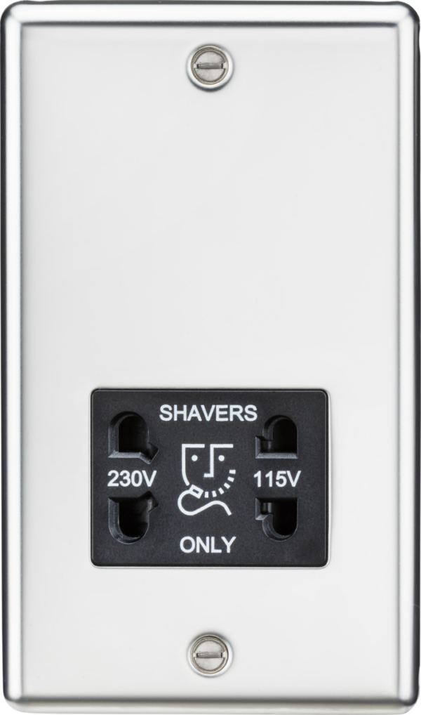 Knightsbridge CL89PC Knightsbridge CL89PC Rounded Edge 115V/230V Dual Voltage Shaver Socket - Polished Chrome with Black Insert