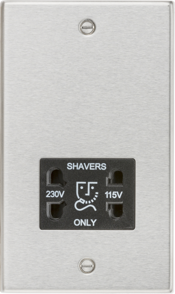 Knightsbridge CS89BC Knightsbridge CS89BC Square Edge 115V/230V Dual Voltage Shaver Socket - Brushed Chrome with Black Insert