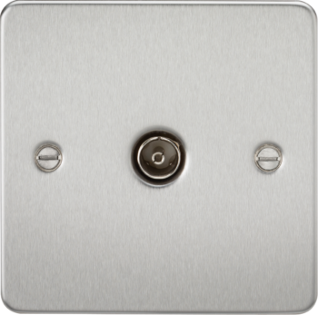 Knightsbridge FP0100BC Knightsbridge Flat Plate 1G TV Outlet (non-isolated) - Brushed Chrome
