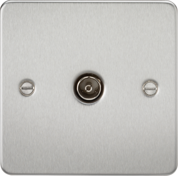 Knightsbridge FP0100BC Knightsbridge Flat Plate 1G TV Outlet (non-isolated) - Brushed Chrome