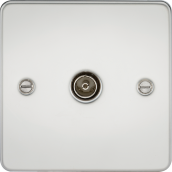 Knightsbridge FP0100PC Knightsbridge Flat Plate 1G TV Outlet (non-isolated) - Polished Chrome