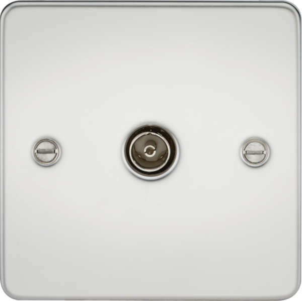 Knightsbridge FP0100PC Knightsbridge Flat Plate 1G TV Outlet (non-isolated) - Polished Chrome