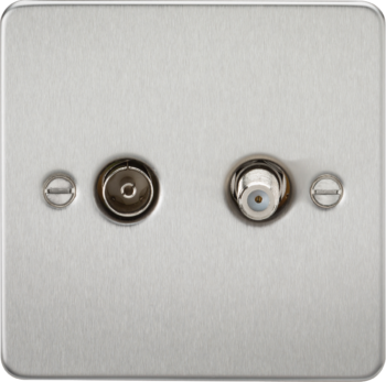 Knightsbridge FP0140BC Knightsbridge Flat Plate TV and SAT TV Outlet (isolated) - Brushed Chrome