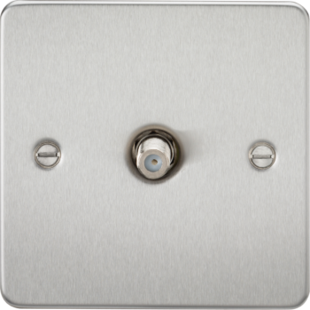 Knightsbridge FP0150BC Knightsbridge Flat Plate 1G SAT TV Outlet (non-isolated) - Brushed Chrome