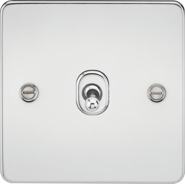 Knightsbridge FP12TOGPC Flat Plate Intermediate Toggle Switch, 10AX, Polished Chrome, 3-Way Lighting Control, IP20 Rated.