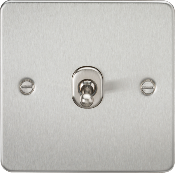 Knightsbridge FP1TOGBC Knightsbridge Flat Plate 10AX 1G 2 Way Toggle Switch - Brushed Chrome