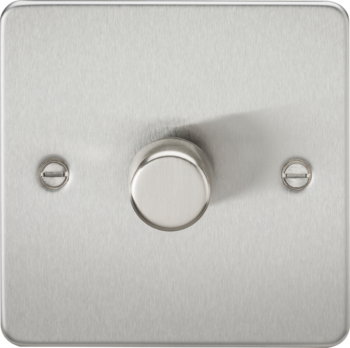 Knightsbridge FP2181BC Knightsbridge Flat Plate 1G 2 Way 10-200W (5-150W LED) Trailing Edge Dimmer - Brushed Chrome