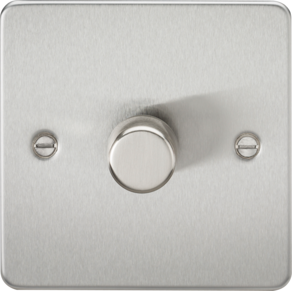 Knightsbridge FP2181BC Knightsbridge Flat Plate 1G 2 Way 10-200W (5-150W LED) Trailing Edge Dimmer - Brushed Chrome