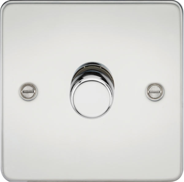 Knightsbridge FP2181PC Knightsbridge Flat Plate 1G 2 way 10-200W (5-150W LED) Trailing Edge Dimmer - Polished Chrome