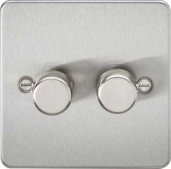 Knightsbridge FP2182BC Knightsbridge Flat Plate 2G 2 Way 10-200W (5-150W LED) Trailing Edge Dimmer - Brushed Chrome