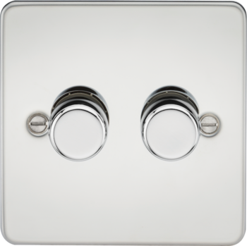 Knightsbridge FP2182PC Knightsbridge Flat Plate 2G 2 way 10-200W (5-150W LED) Trailing Edge Dimmer - Polished Chrome