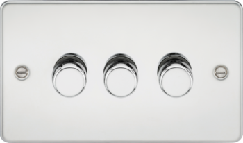 Knightsbridge FP2183PC Knightsbridge Flat Plate 3G 2 way 10-200W (5-150W LED) Trailing Edge Dimmer - Polished Chrome