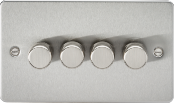 Knightsbridge FP2184BC Knightsbridge Flat Plate 4G 2 Way 10-200W (5-150W LED) Trailing Edge Dimmer - Brushed Chrome