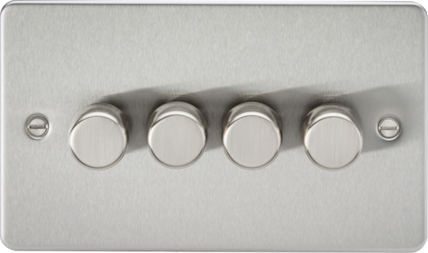 Knightsbridge FP2184BC Knightsbridge Flat Plate 4G 2 Way 10-200W (5-150W LED) Trailing Edge Dimmer - Brushed Chrome
