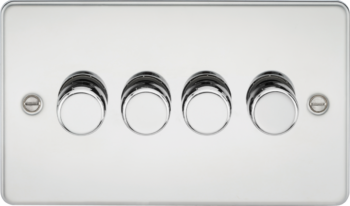 Knightsbridge FP2184PC Knightsbridge Flat Plate 4G 2 way 10-200W (5-150W LED) Trailing Edge Dimmer - Polished Chrome