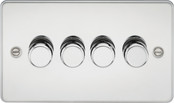 Knightsbridge FP2184PC Knightsbridge Flat Plate 4G 2 way 10-200W (5-150W LED) Trailing Edge Dimmer - Polished Chrome