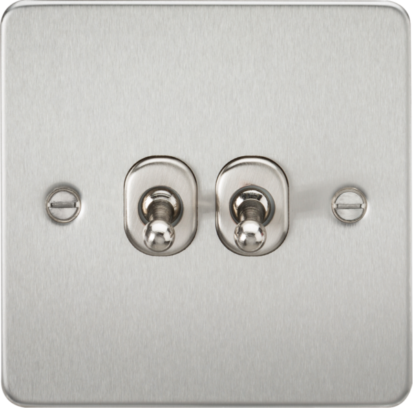 Knightsbridge FP2TOGBC Knightsbridge Flat Plate 10AX 2G 2 Way Toggle Switch - Brushed Chrome