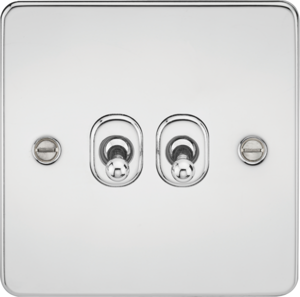 Knightsbridge FP2TOGPC Knightsbridge Flat Plate 10AX 2G 2 Way Toggle Switch - Polished Chrome