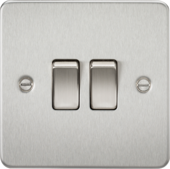 Knightsbridge FP3000BC Knightsbridge Flat Plate 10AX 2G 2 Way Switch - Brushed Chrome