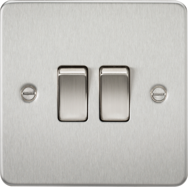 Knightsbridge FP3000BC Knightsbridge Flat Plate 10AX 2G 2 Way Switch - Brushed Chrome