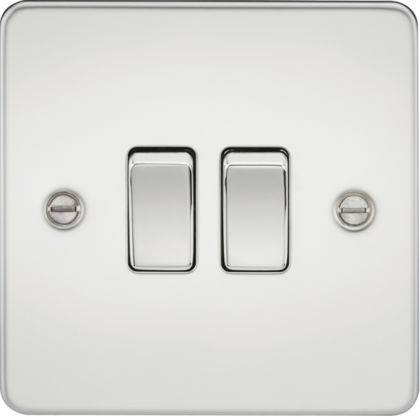 Knightsbridge FP3000PC Knightsbridge Flat Plate 10AX 2G 2 Way Switch - Polished Chrome