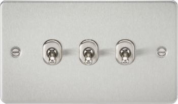 Knightsbridge FP3TOGBC Flat Plate 10AX 3G 2 Way Toggle Switch - Brushed Chrome