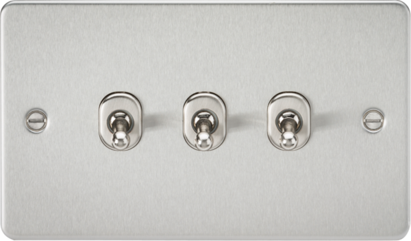 Knightsbridge FP3TOGBC Flat Plate 10AX 3G 2 Way Toggle Switch - Brushed Chrome