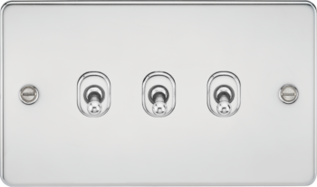 Knightsbridge FP3TOGPC Knightsbridge Flat Plate 10AX 3G 2 Way Toggle Switch - Polished Chrome