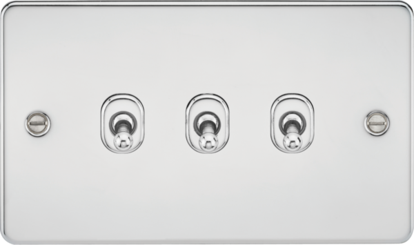 Knightsbridge FP3TOGPC Knightsbridge Flat Plate 10AX 3G 2 Way Toggle Switch - Polished Chrome
