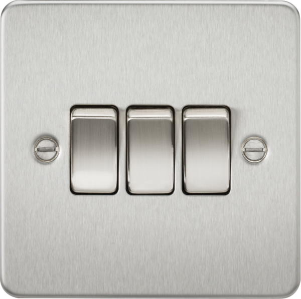 Knightsbridge FP4000BC Knightsbridge Flat Plate 10AX 3G 2 Way Switch - Brushed Chrome