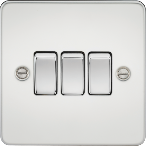 Knightsbridge FP4000PC Knightsbridge Flat Plate 10AX 3G 2 Way Switch - Polished Chrome