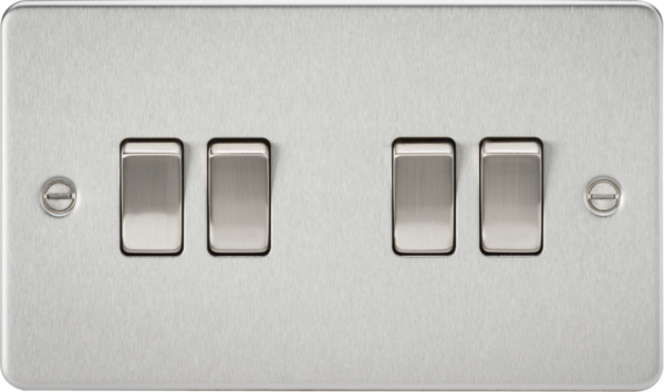Knightsbridge FP4100BC Knightsbridge Flat Plate 10AX 4G 2 Way Switch - Brushed Chrome