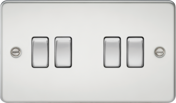 Knightsbridge FP4100PC Knightsbridge Flat Plate 10AX 4G 2 Way Switch - Polished Chrome