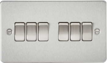 Knightsbridge FP4200BC Knightsbridge Flat Plate 10AX 6G 2 Way Switch - Brushed Chrome