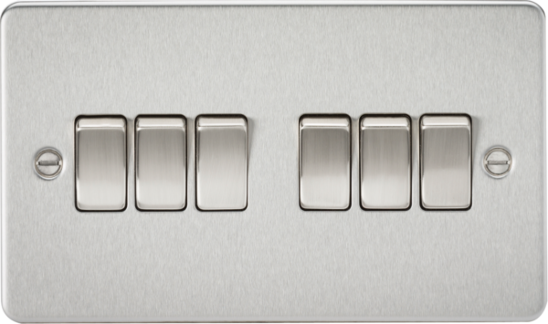 Knightsbridge FP4200BC Knightsbridge Flat Plate 10AX 6G 2 Way Switch - Brushed Chrome