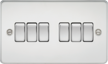 Knightsbridge FP4200PC Knightsbridge Flat Plate 10AX 6G 2 Way Switch - Polished Chrome
