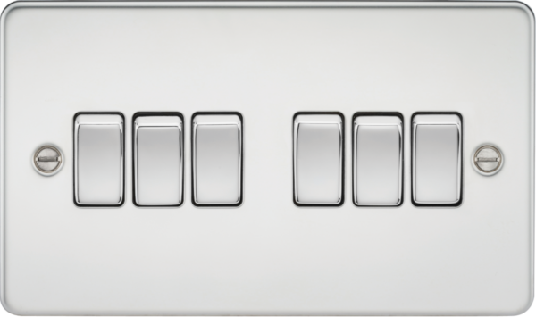 Knightsbridge FP4200PC Knightsbridge Flat Plate 10AX 6G 2 Way Switch - Polished Chrome