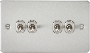 Knightsbridge FP4TOGBC Flat Plate 10AX 4G 2 Way Toggle Switch - Brushed Chrome