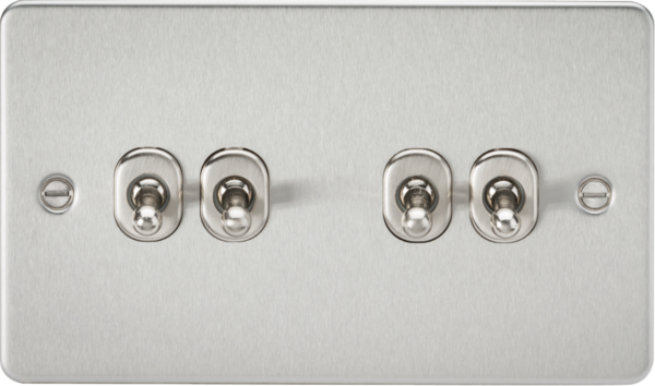 Knightsbridge FP4TOGBC Flat Plate 10AX 4G 2 Way Toggle Switch - Brushed Chrome