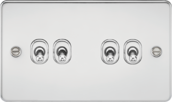 Knightsbridge FP4TOGPC Knightsbridge Flat Plate 10AX 4G 2 Way Toggle Switch - Polished Chrome