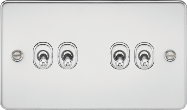 Knightsbridge FP4TOGPC Knightsbridge Flat Plate 10AX 4G 2 Way Toggle Switch - Polished Chrome