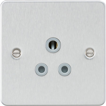Knightsbridge FP5ABCG Knightsbridge Flat Plate 5A Unswitched Socket - Brushed Chrome with Grey Insert