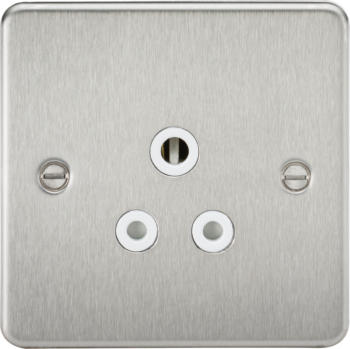 Knightsbridge FP5ABCW Knightsbridge Flat Plate 5A Unswitched Socket - Brushed Chrome with White Insert
