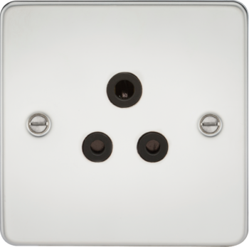Knightsbridge FP5APC Knightsbridge Flat Plate 5A Unswitched Socket - Polished Chrome with Black Insert